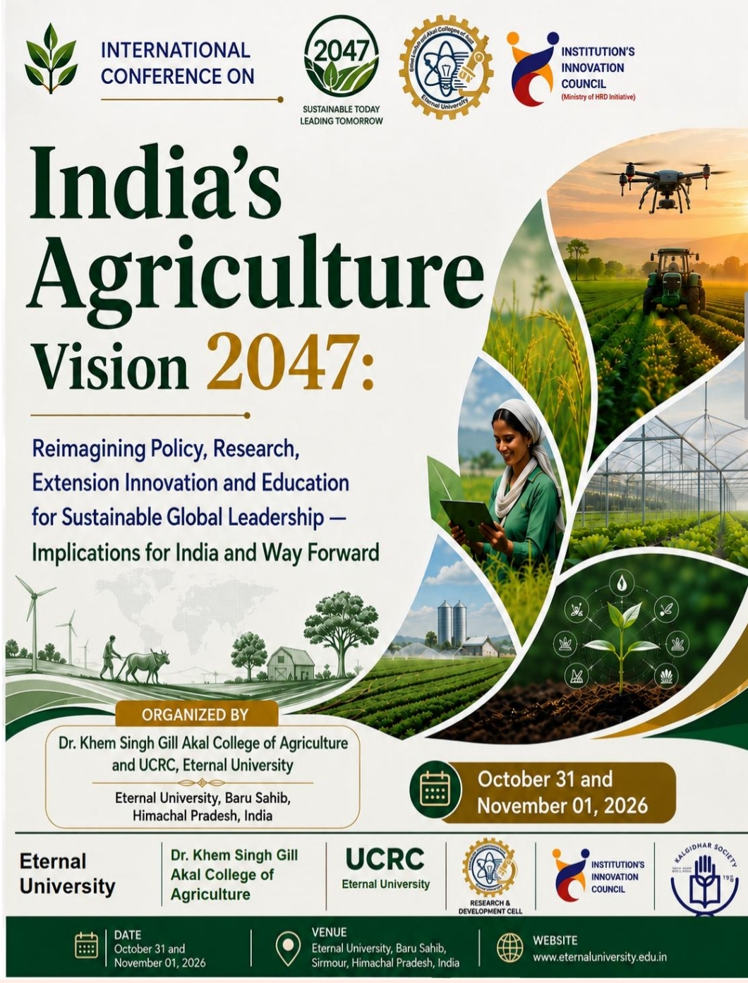 India's Agriculture Vision 2047: Reimagining Policy, Research, Extension Innovation and Education for Sustainable Global Leadership - Implications for India and Way Forward